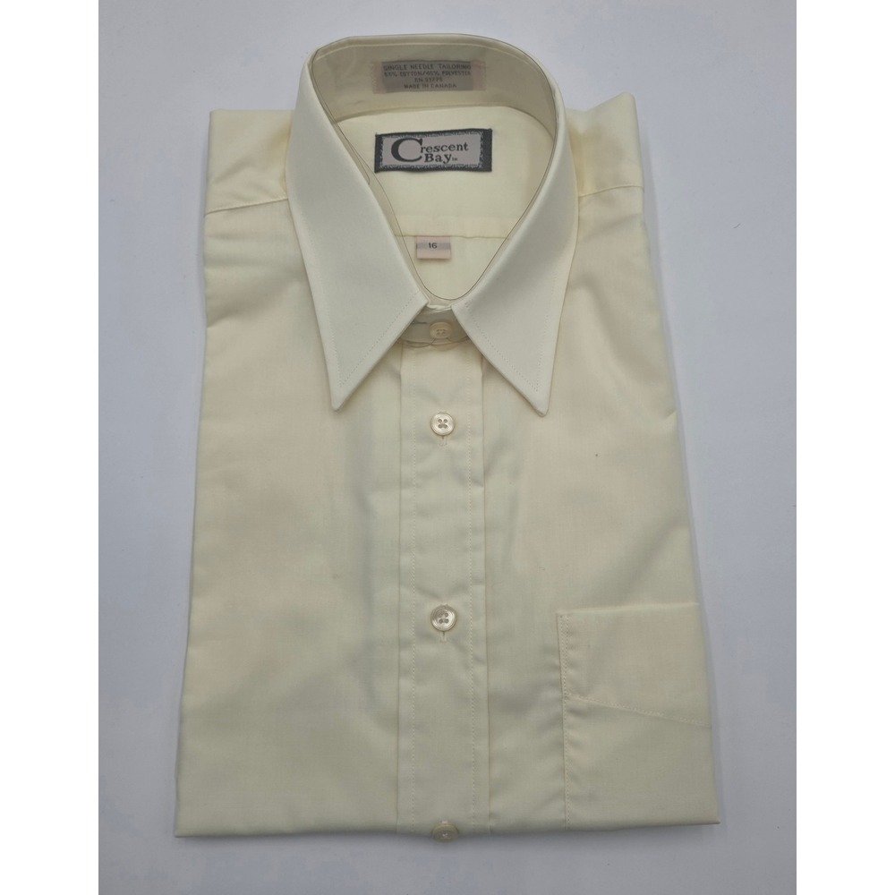 Crescent Bay Men's Vintage Cream Short Sleeve Button Up Shirt Size 16 NEW